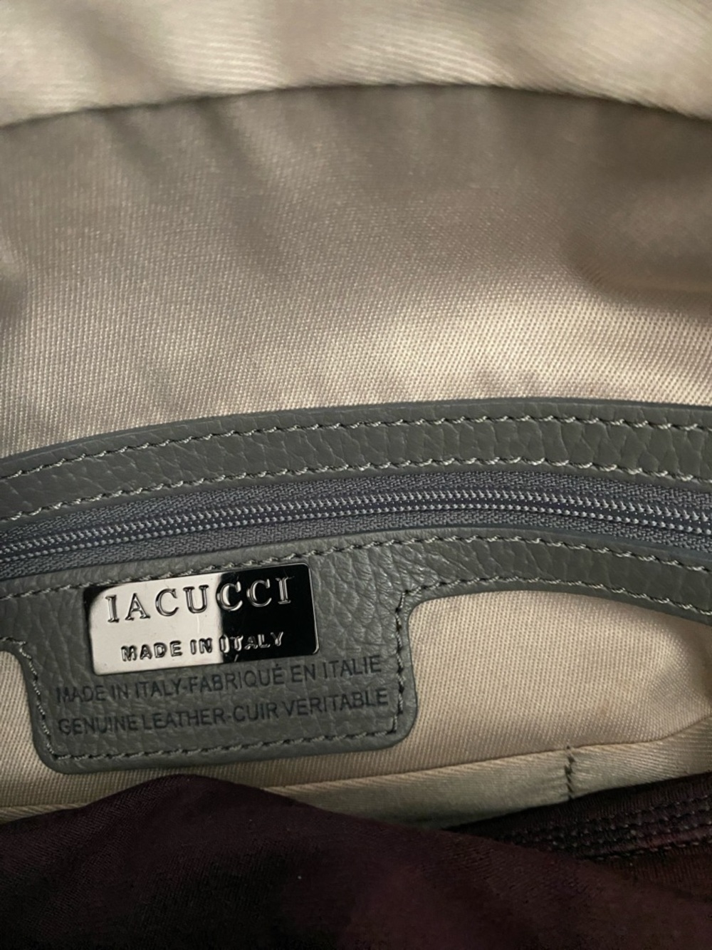 Iacucci Structured Gray Patchwork Suede and Leather Handbag - Picture 2 of 5